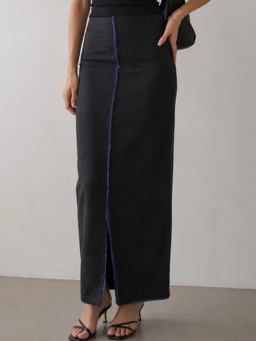 Zara Black Maxi Skirt with Blue Center Seam